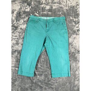 Gloria Vanderbilt Womens Aqua Green Denim Capri Pants Size 14